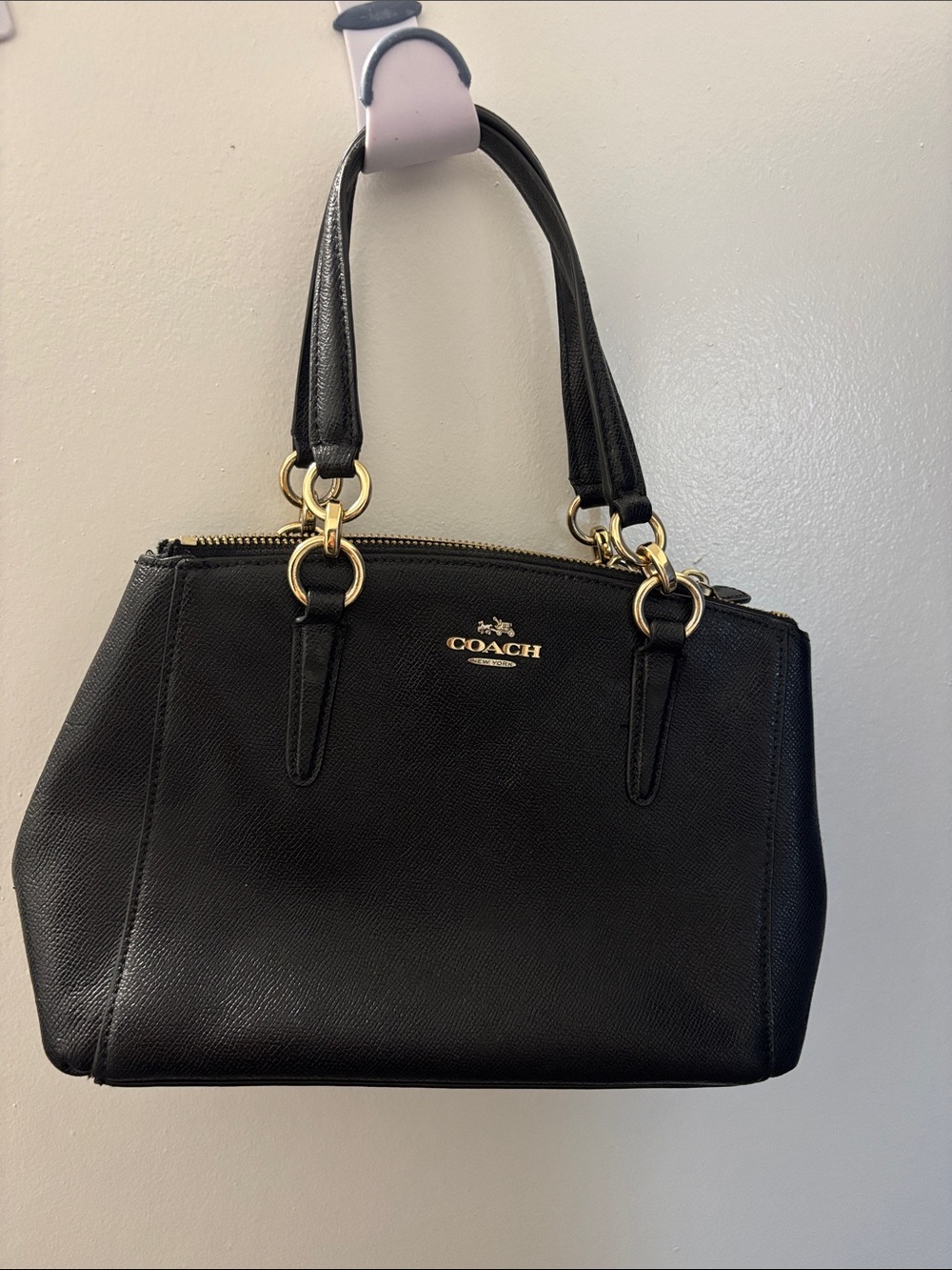 Authentic vintage COACH Black Leather Satchel with Gold Hardware